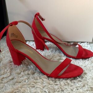 Dream Pairs Red Block Heel Sandals with Ankle Strap